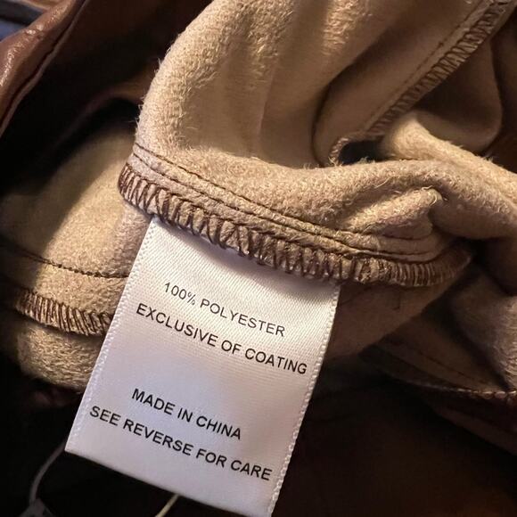 Lucy Paris Faux Leather Paperbag High Waist Ankle Pants Cognac NEW Medium - Picture 5 of 7